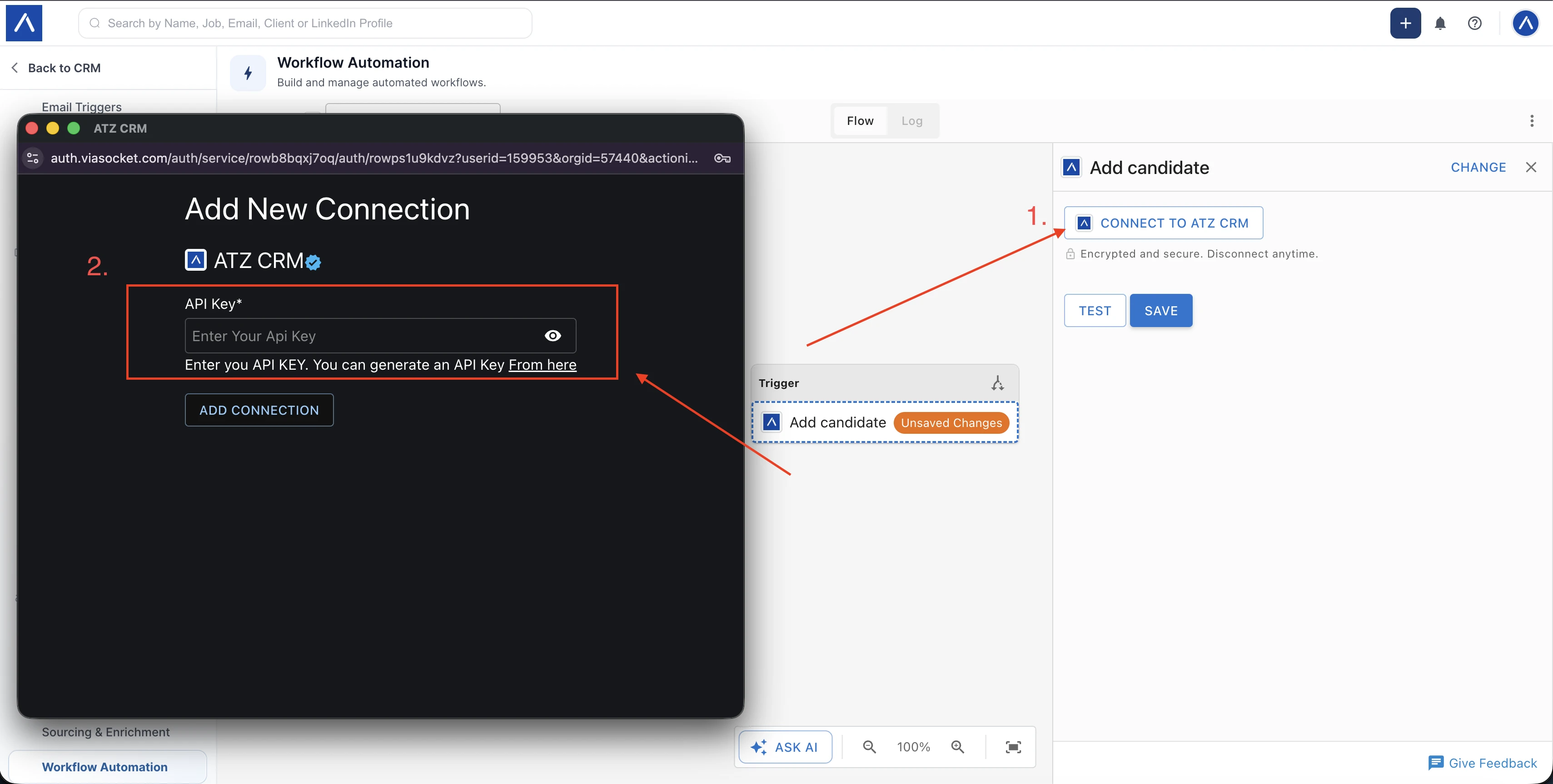 Connect ATZ CRM with API key