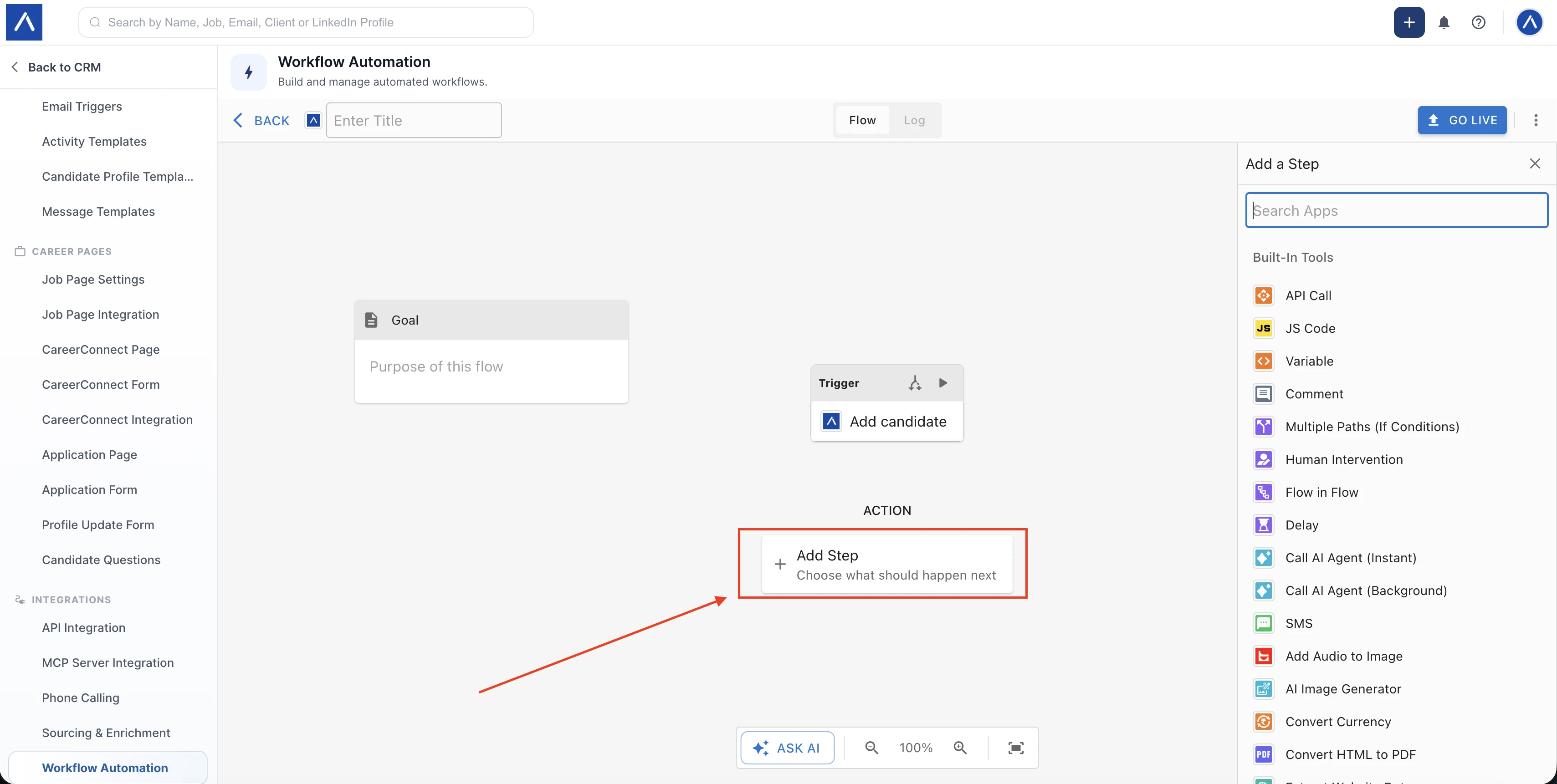 Add action step