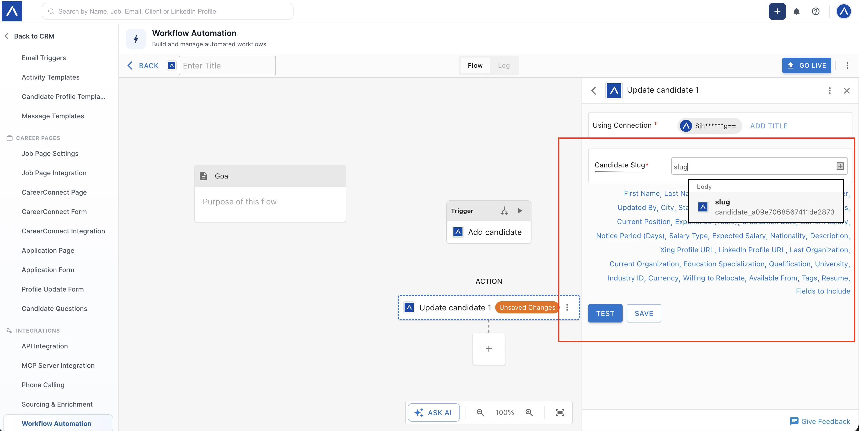 Map data pills in workflow automation