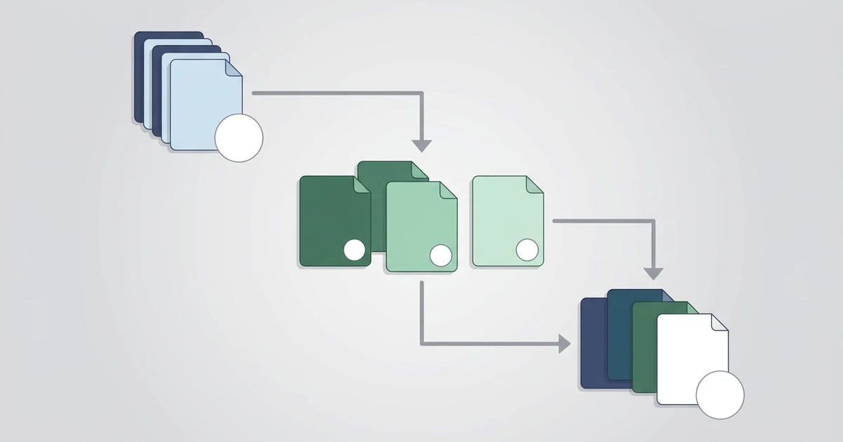 A text-free decision tree made from blank cards showing package, itemised, and both estimate options.