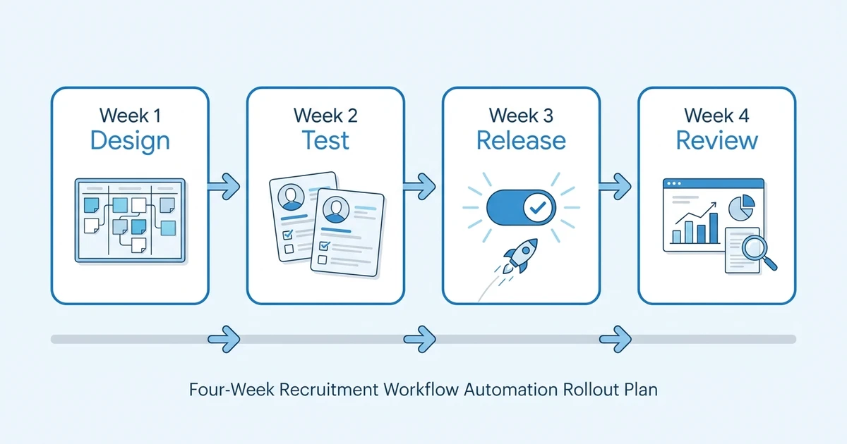 Week 1 Design, Week 2 Test, Week 3 Release, Week 4 Review