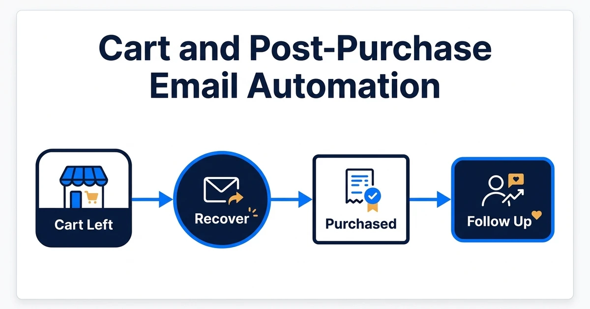 Build an abandoned cart and post-purchase email automation that uses customer context, protects deliverability, and measures recovered revenue.