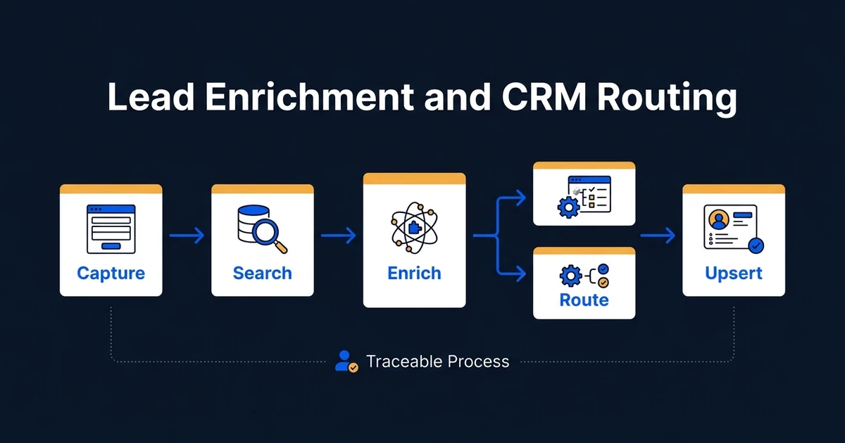 Design an AI workflow that enriches inbound leads, prevents duplicate records, applies routing rules, and updates your CRM before sales follow-up begins.