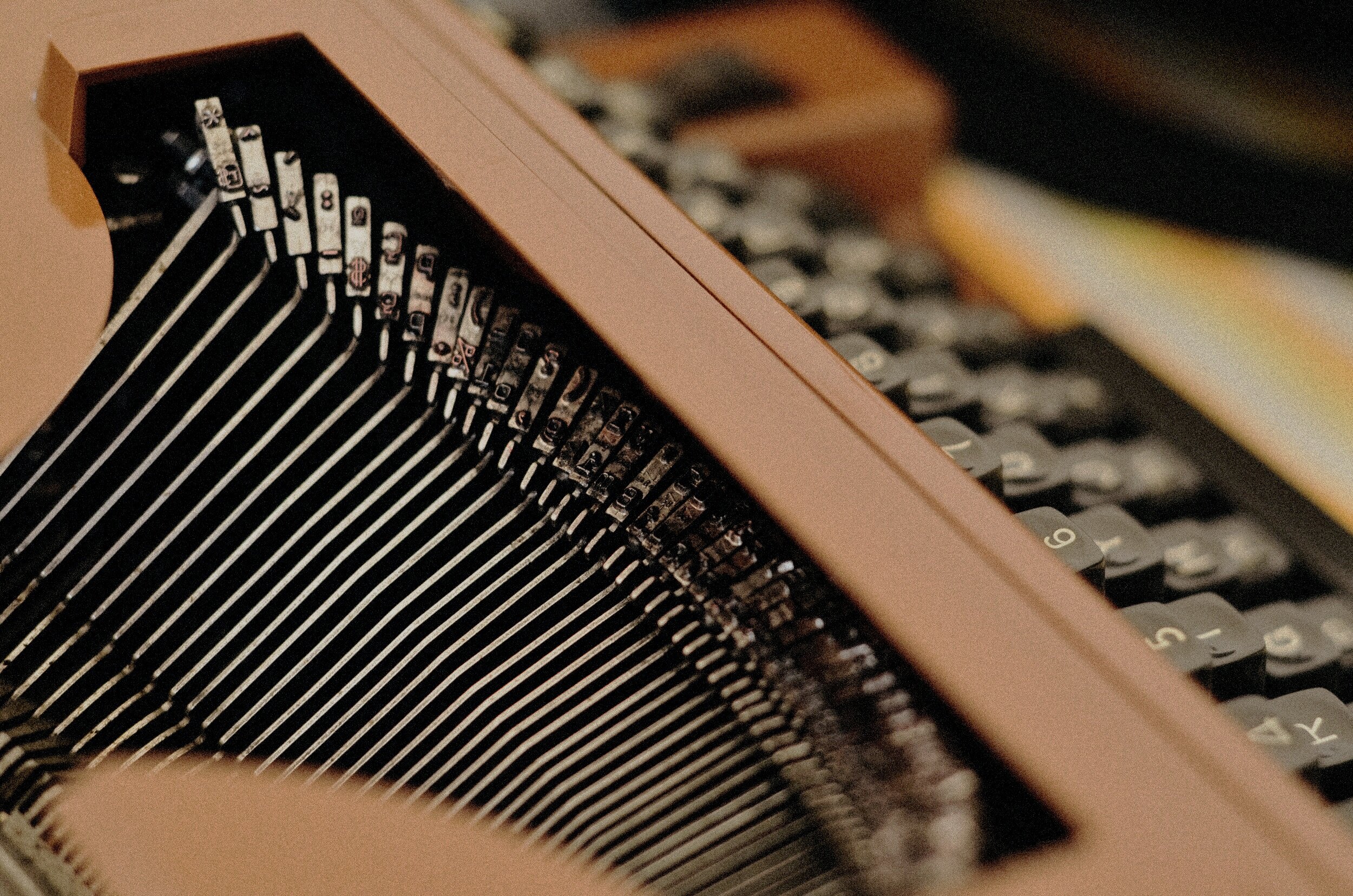 Close-up of a vintage typewriter's keys.
