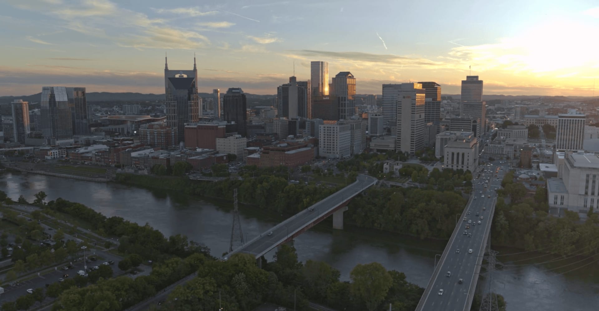 Nashville cityscape at dusk