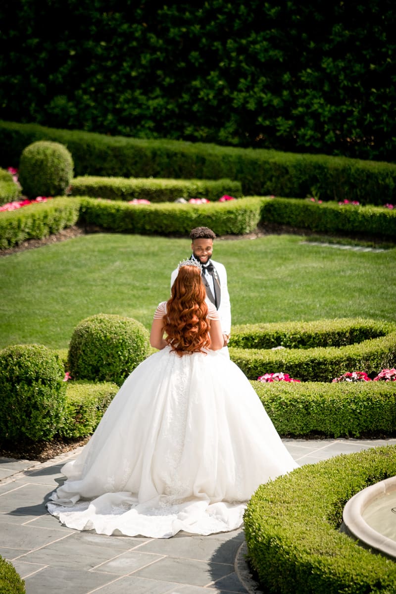 Intimate first look moment