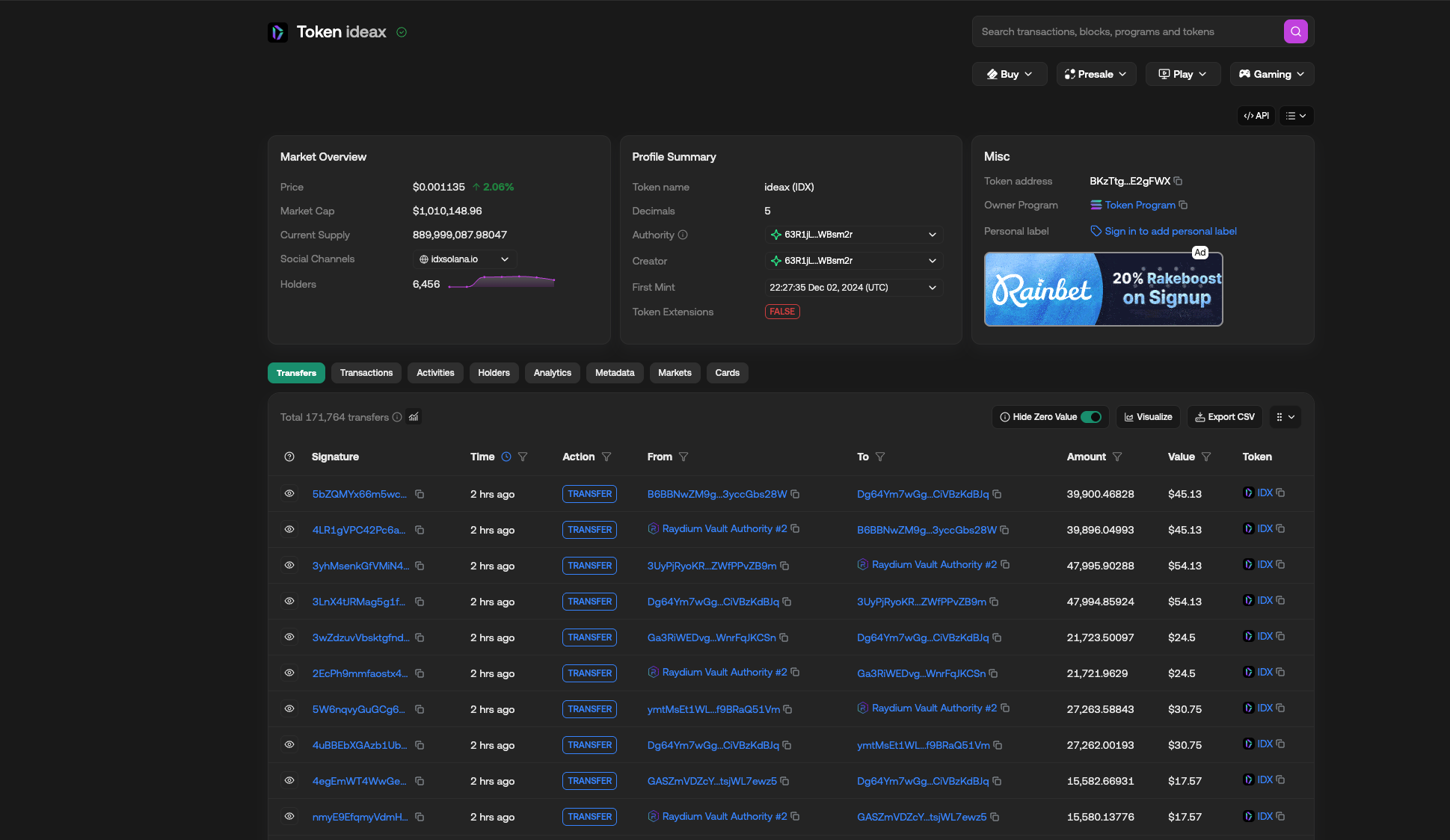 Solscan IDX Solana Create Liquidity Pool