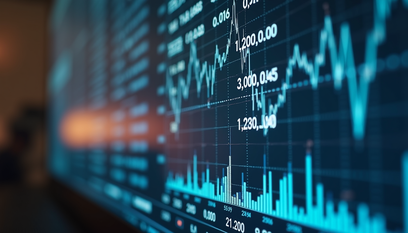 High angle view of market data displayed in IDX Screener