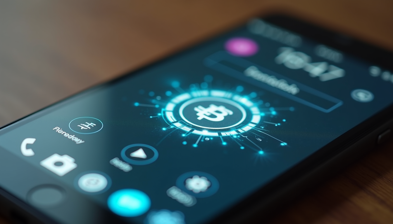 Close-up view of a digital token displayed on a smartphone