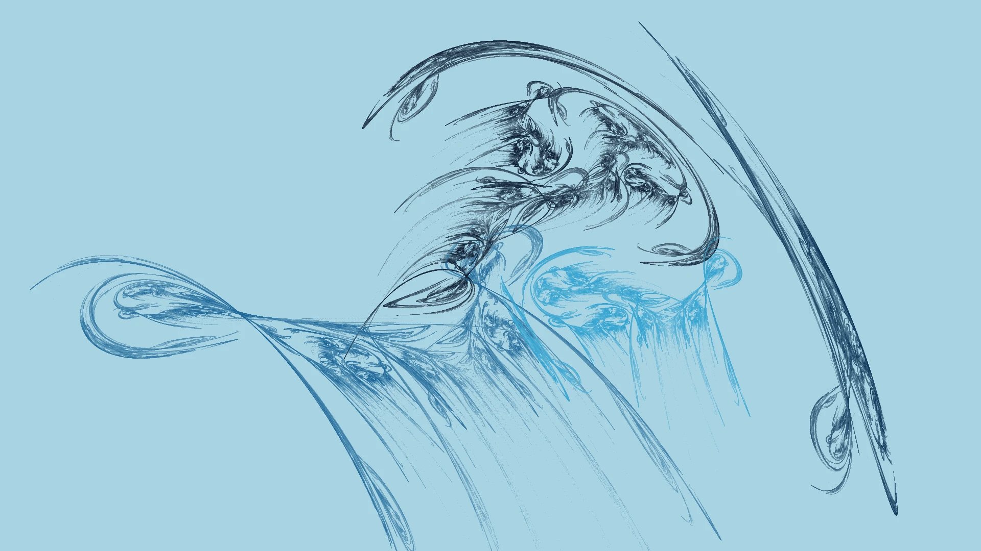 Blue Ink Dance — Flame fractal art by Jema