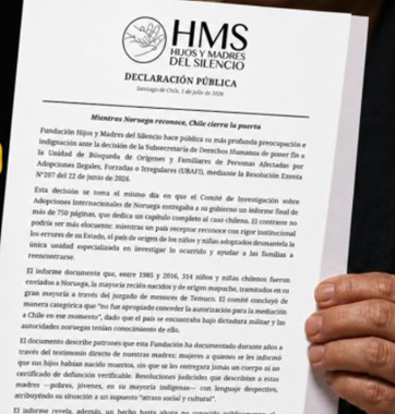 Cierran unidad de busqueda por adopciones ilegales el día que Noruega reconoce sus errores