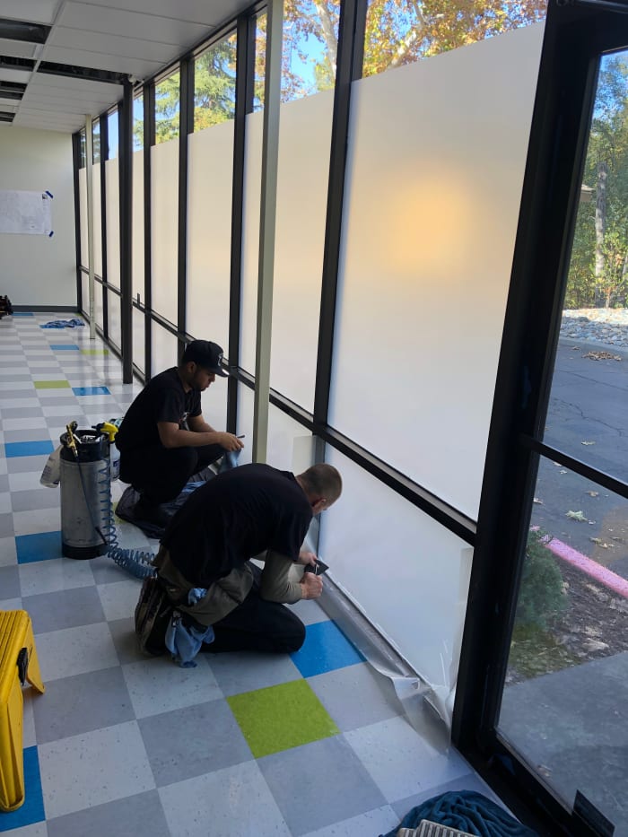 Commercial window film installation