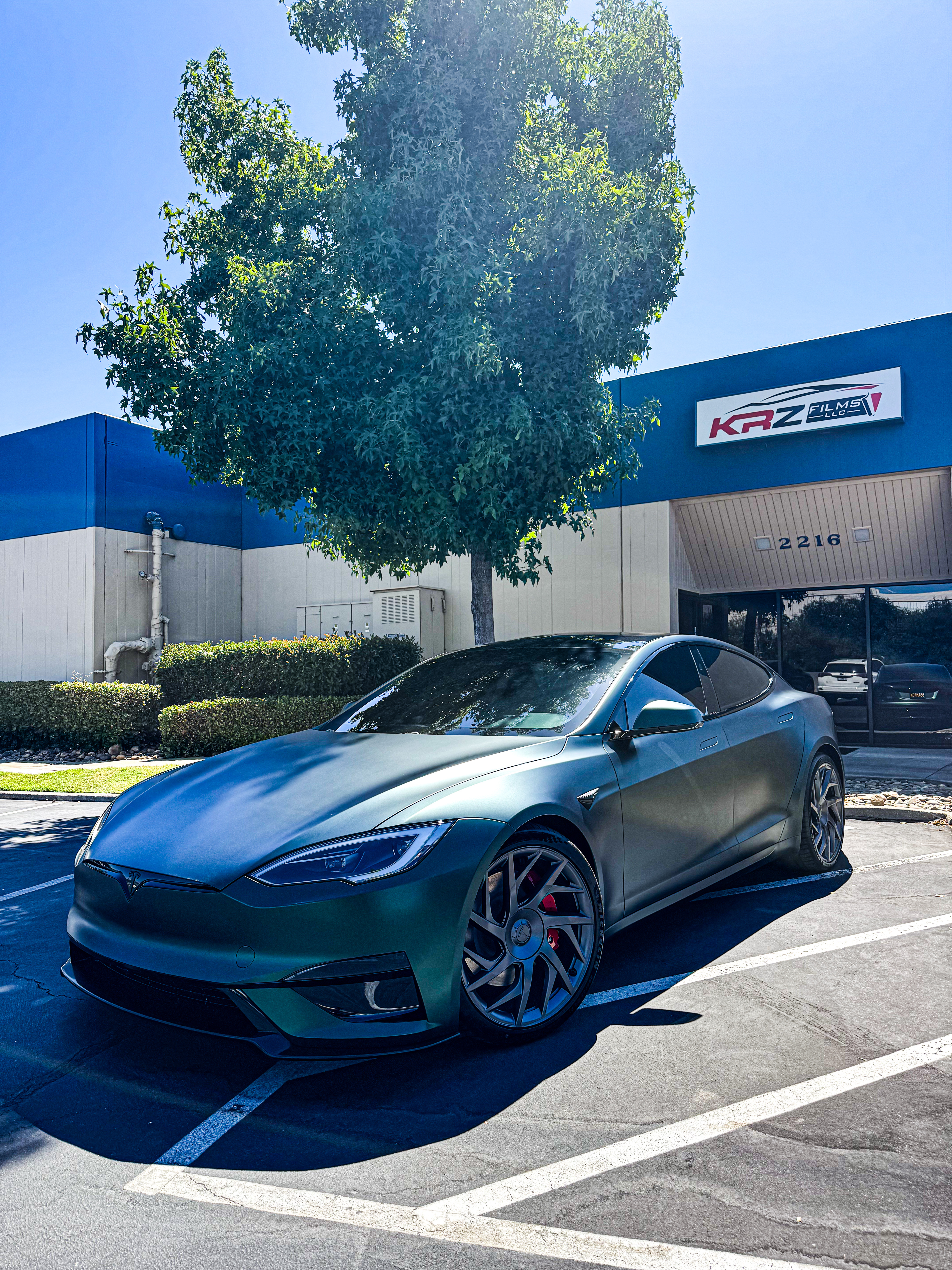 Close-up of paint protection film installation