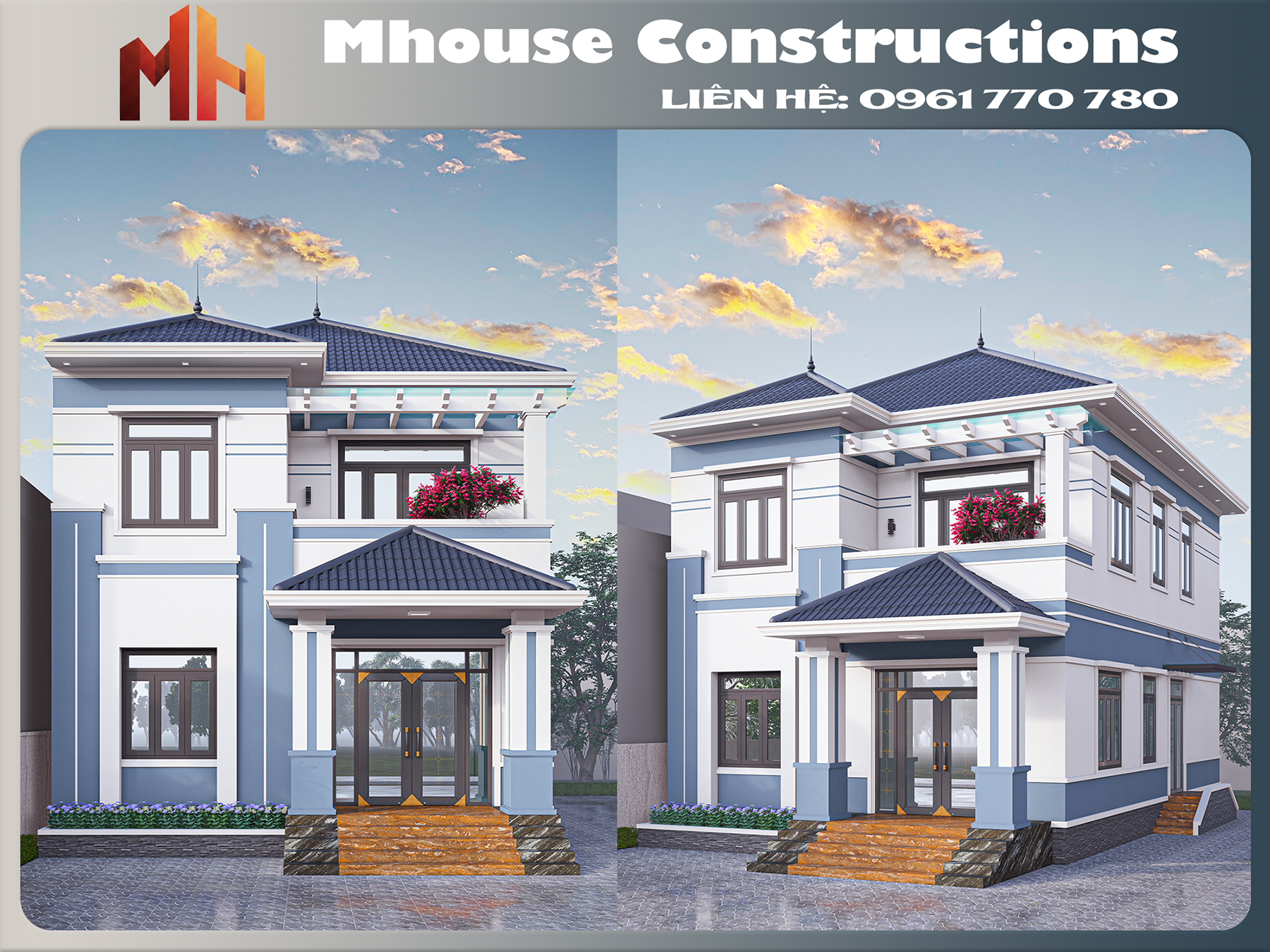 Thiết kế nhà mái nhật 2 tầng tại Mỹ Trung Nam Định