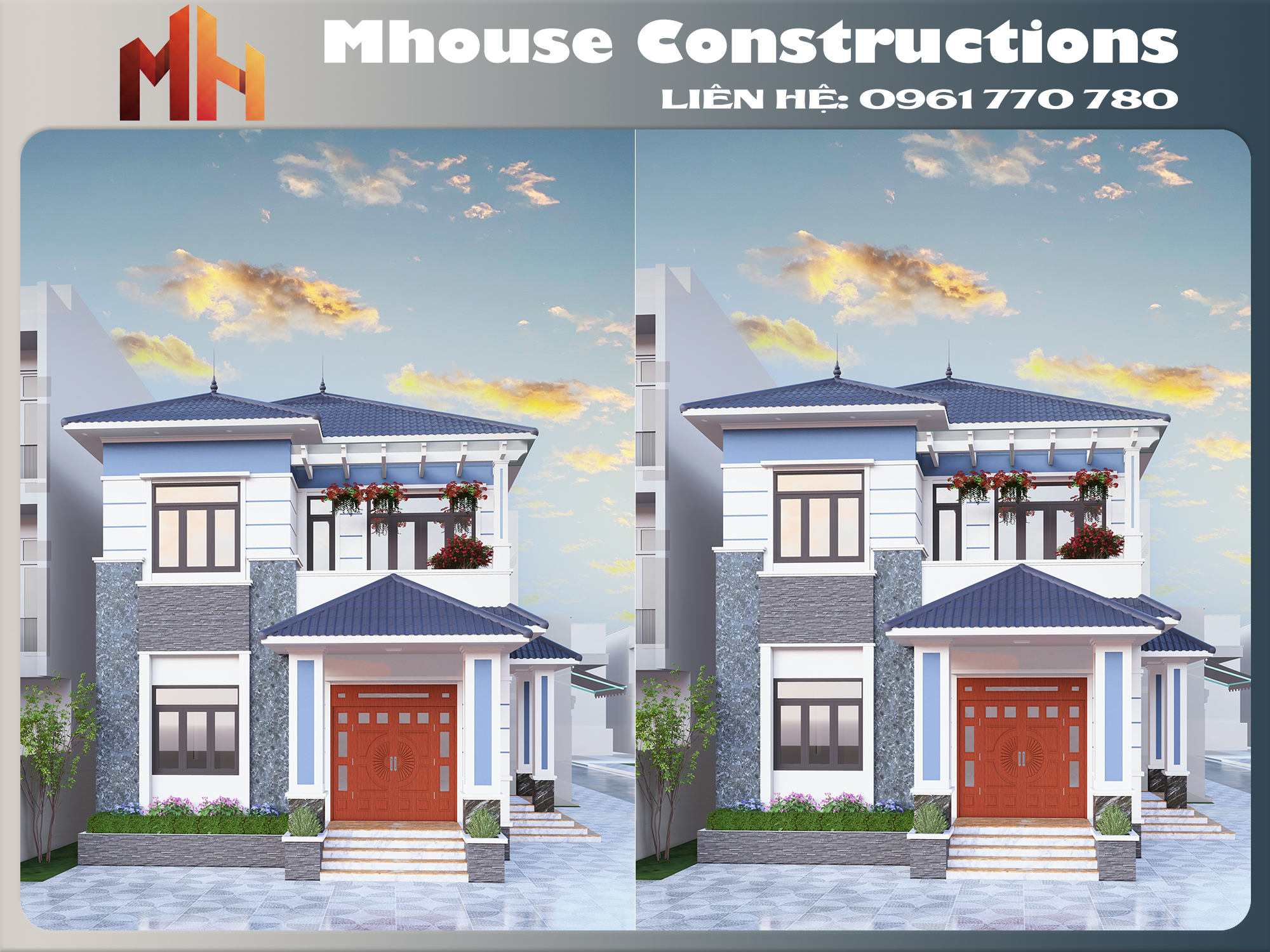 Thiết kế nhà mái nhật 2 tầng tại Vụ Bản Nam Định