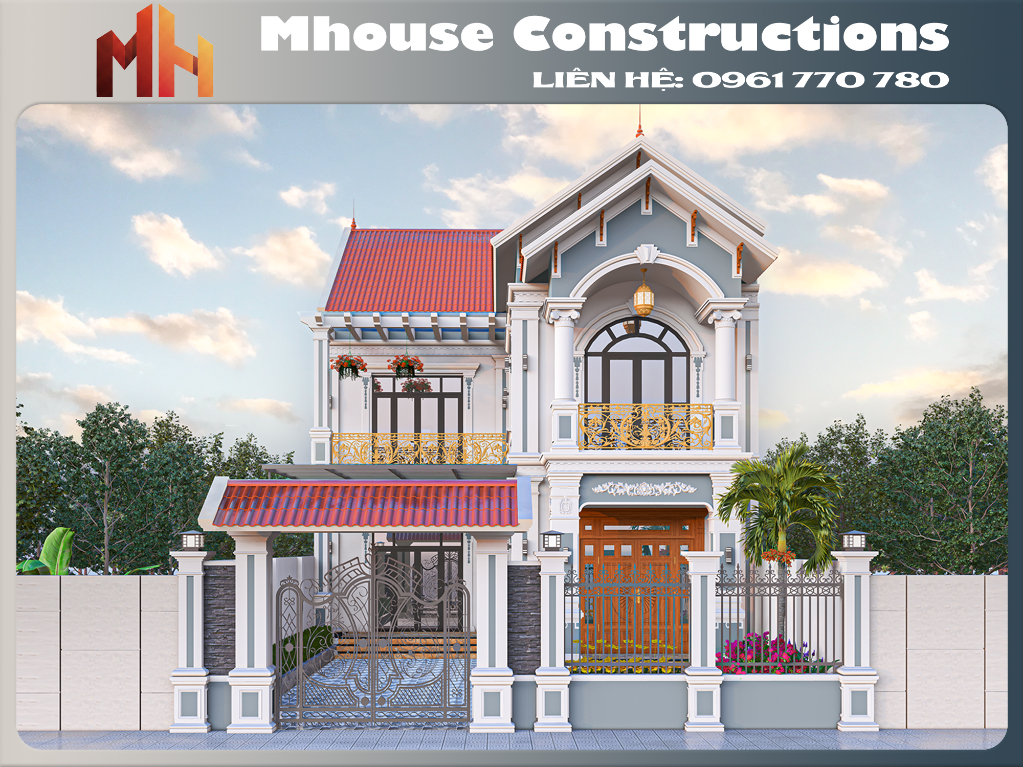 Thiết kế biệt thự mái thái 2 tầng - tại Nam Định