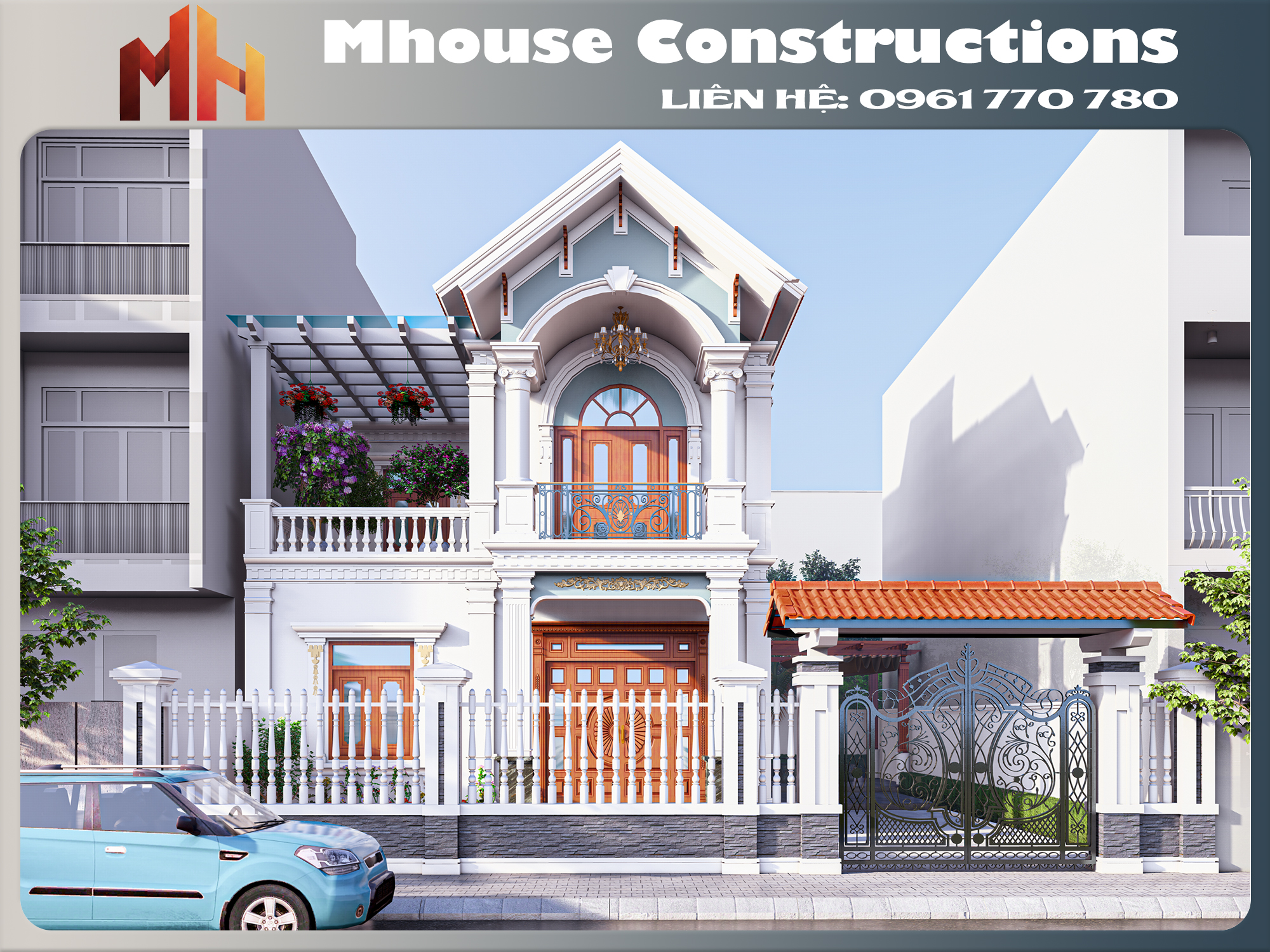 Thiết kế nhà mái thái 2 tầng tại Vụ Bản Nam Định