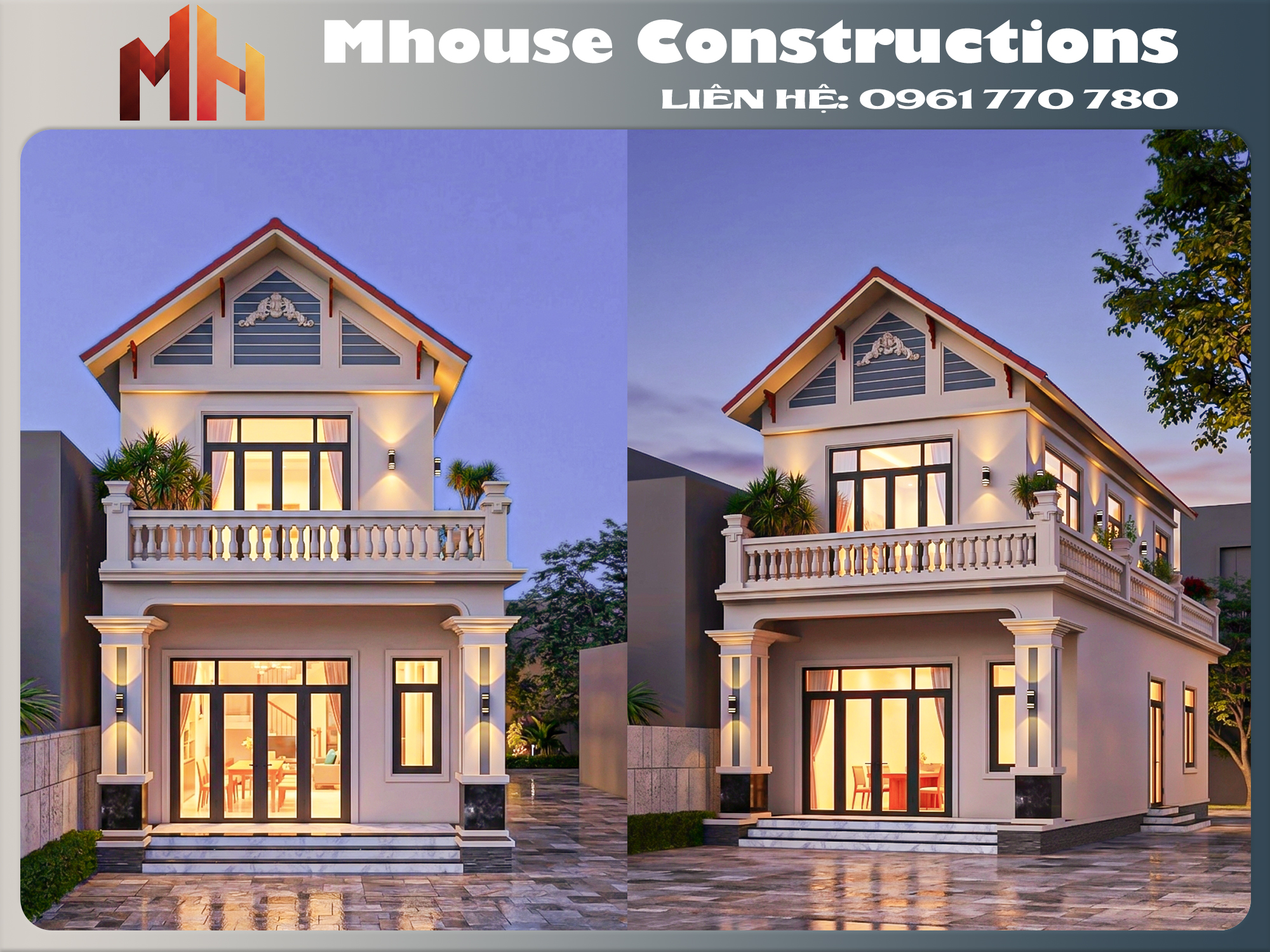 Thiết kế nhà mái thái 2 tầng 6x13m - tại Nam Định