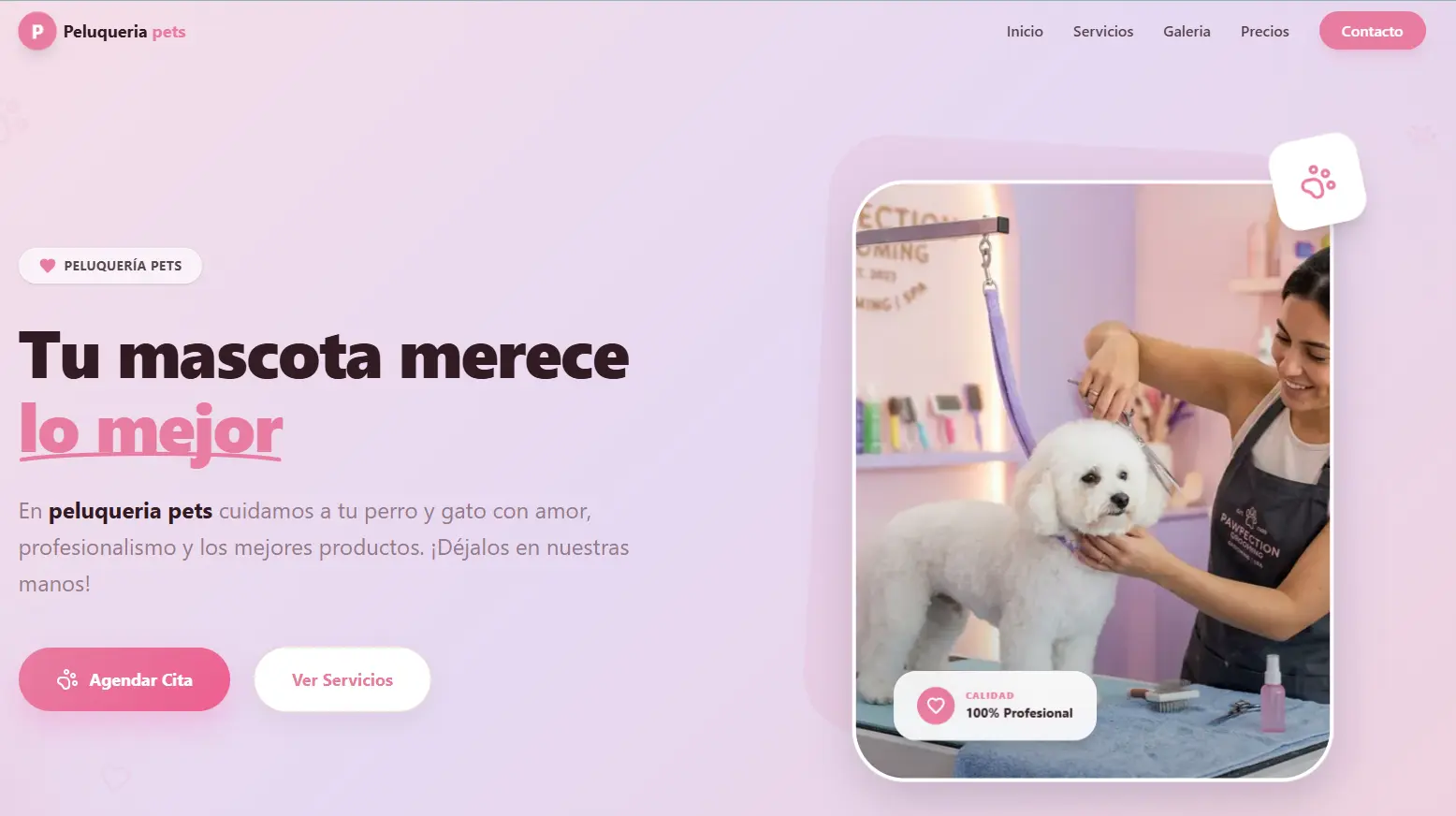 Landing Page – Peluquería Canina y Felina