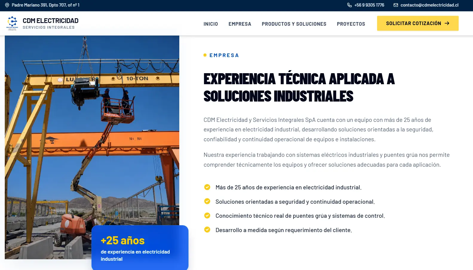 Landing Page servicios electricos puente grua - Imagen 2