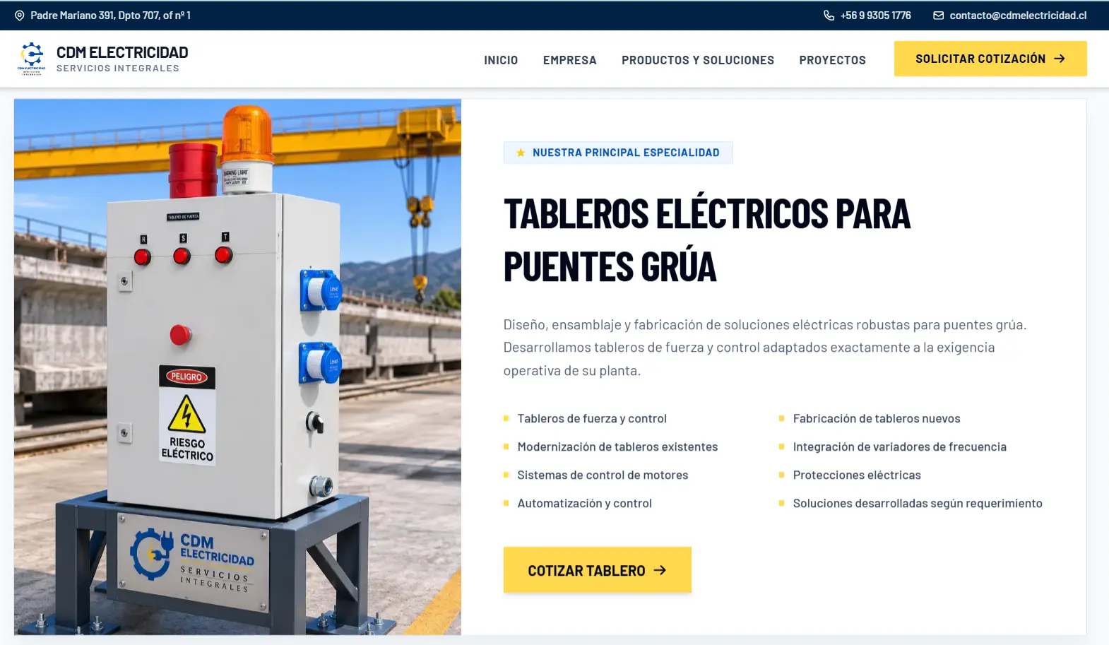 Landing Page servicios electricos puente grua - Imagen 3