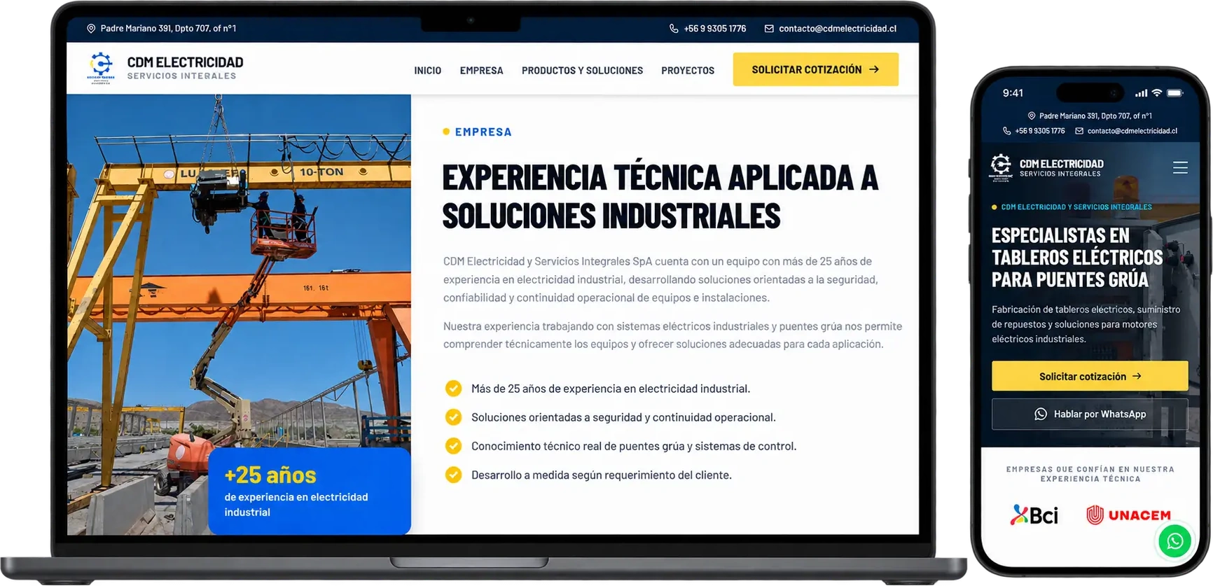 Landing Page para Servicios Electromecánicos y Tableros Industriales - Proyecto Landing Page en Chile