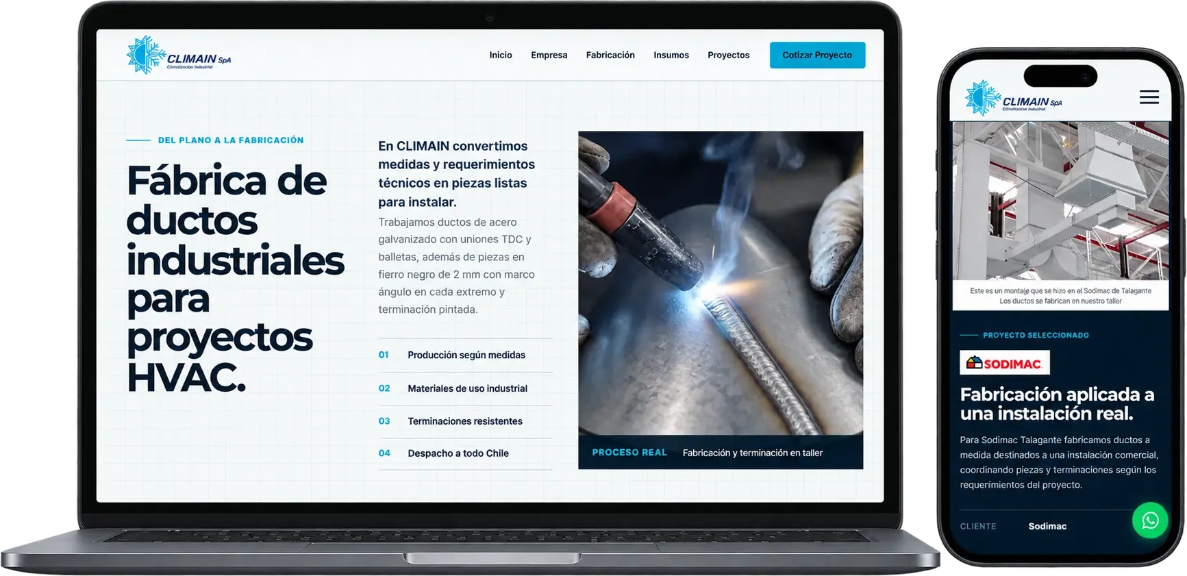 Landing Page para Climatización, Ventilación y Extracción Industrial - Proyecto Landing Page en Chile