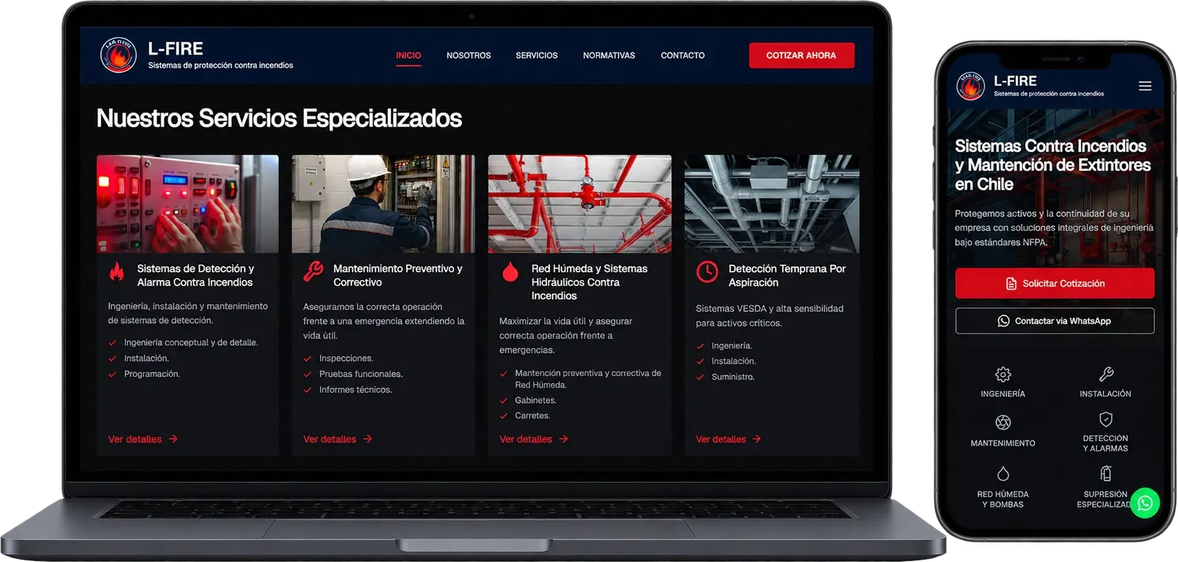 Landing Page para Ingeniería y Sistemas de Protección Contra Incendios - Proyecto Landing Page en Chile
