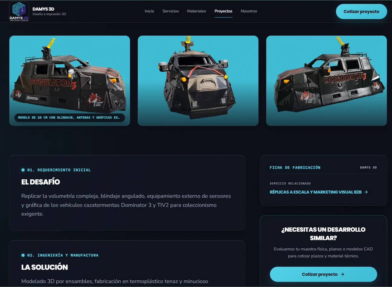 Diseño Web para Empresa de Soluciones 3D - Vista 3