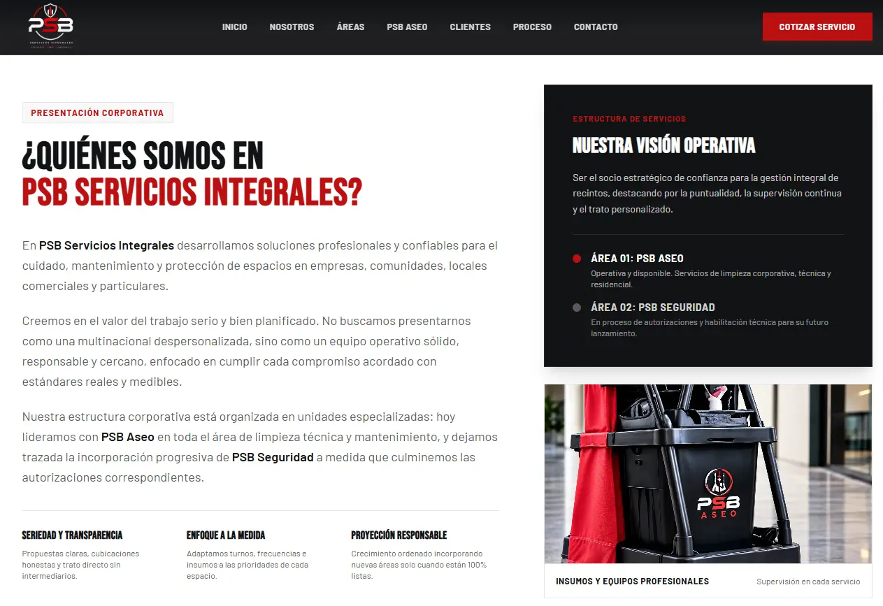 Sitio Web para Empresa de Aseo y Servicios Integrales - Vista 2
