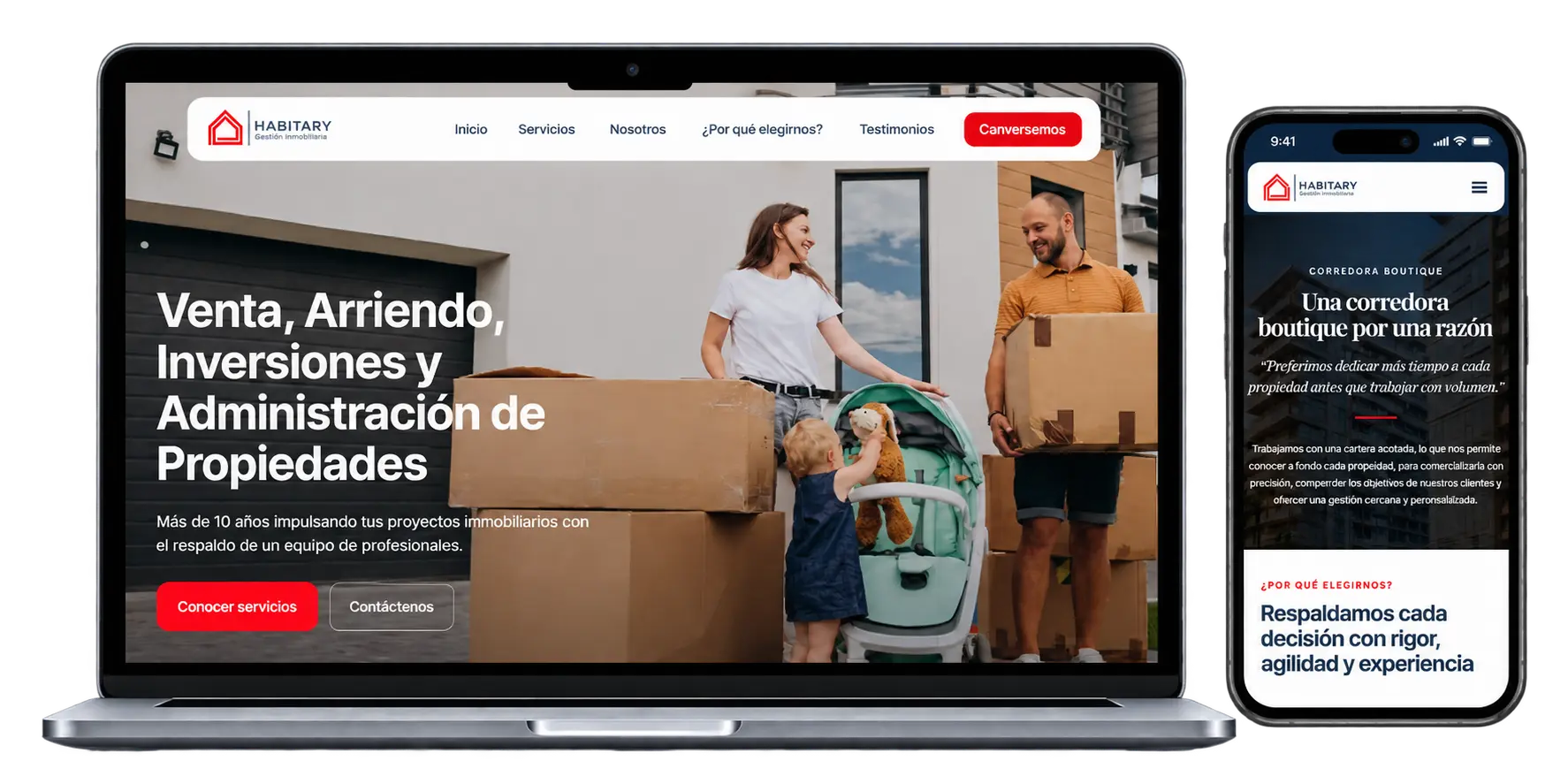 Landing Page para Corredora Boutique e Inversiones Inmobiliarias - Vista 1
