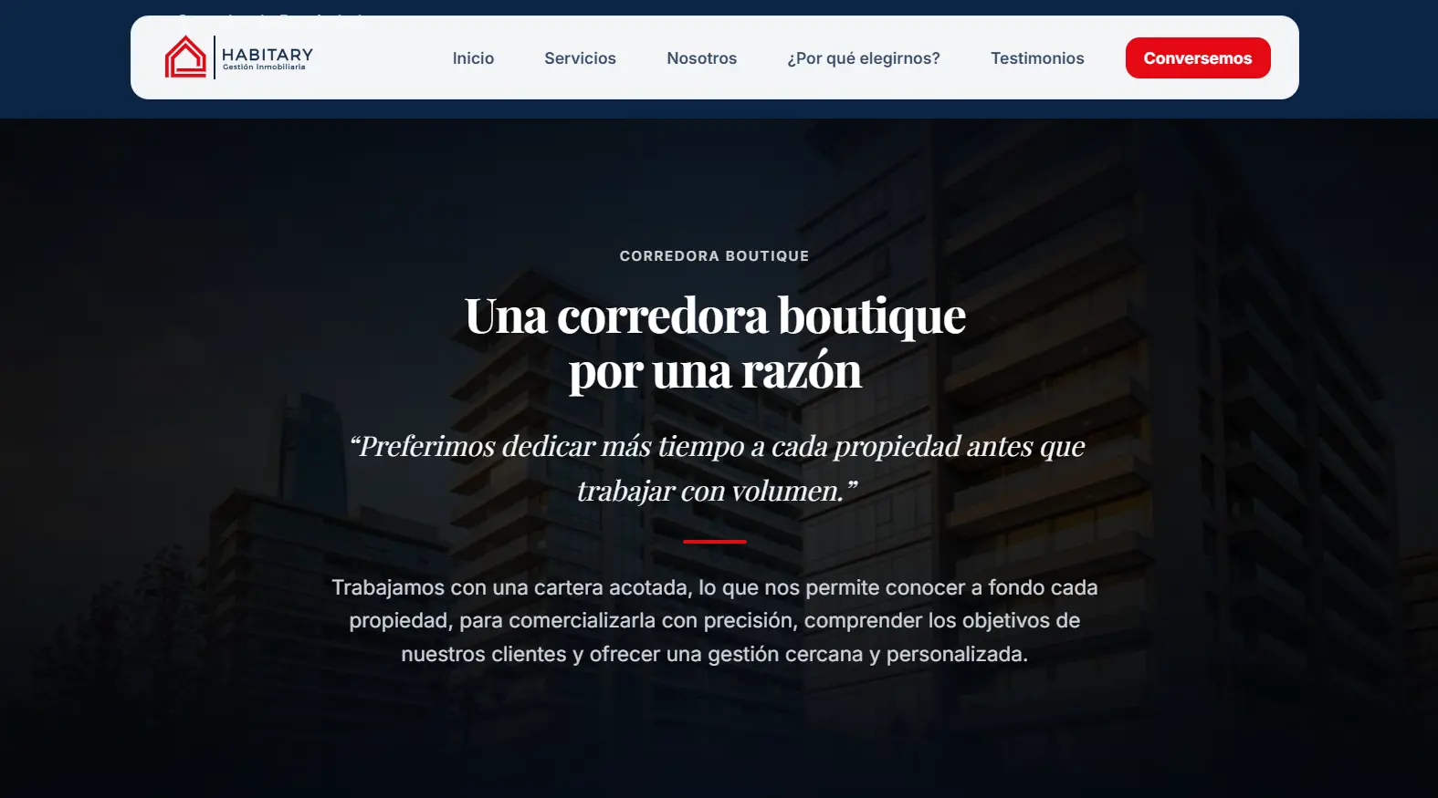 Landing Page para Corredora Boutique e Inversiones Inmobiliarias - Vista 3