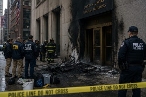 'Anti-ICE' Army veteran set fire outside Manhattan federal building, say officials