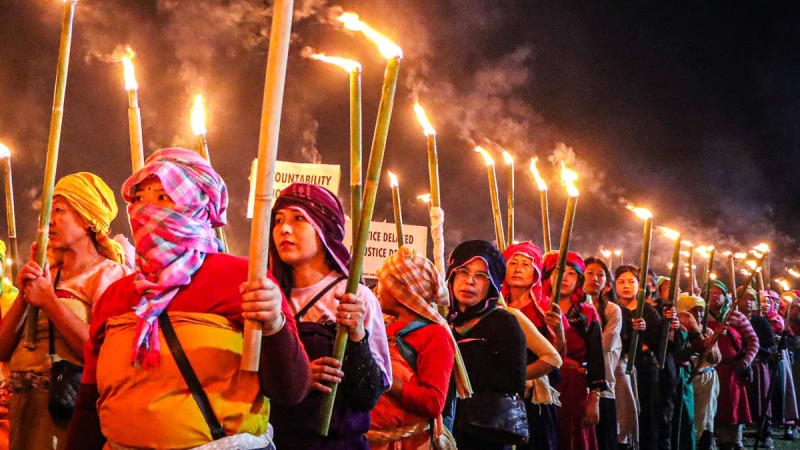 Violence Erupts in Imphal as Protesters Clash With Security Forces During Massive Torch Rally Over Children’s Death