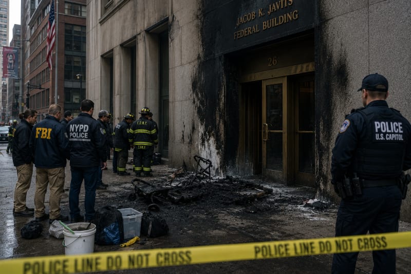 'Anti-ICE' Army veteran set fire outside Manhattan federal building, say officials