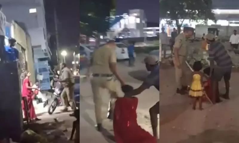 Hyderabad Home Guard Allegedly Drags Woman by Hair Outside Hafeezpet Railway Station