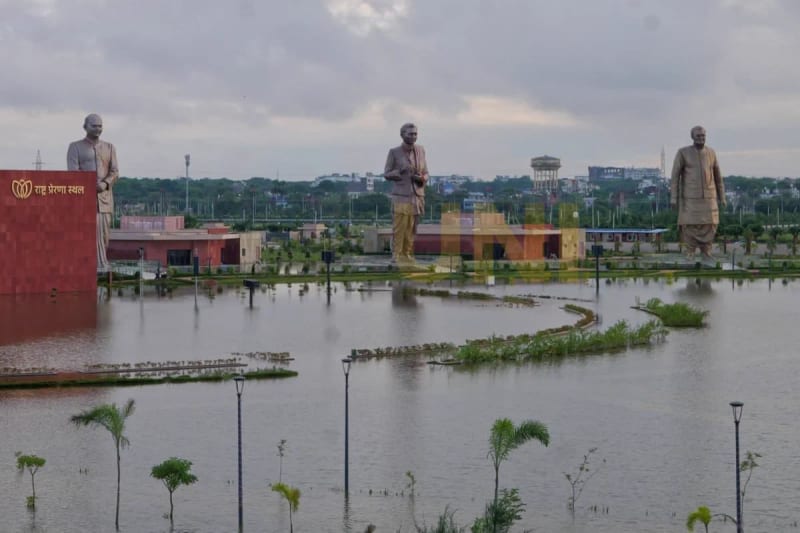 Lucknow: ₹230-Crore Rashtra Prerna Sthal Waterlogged After Heavy Rain