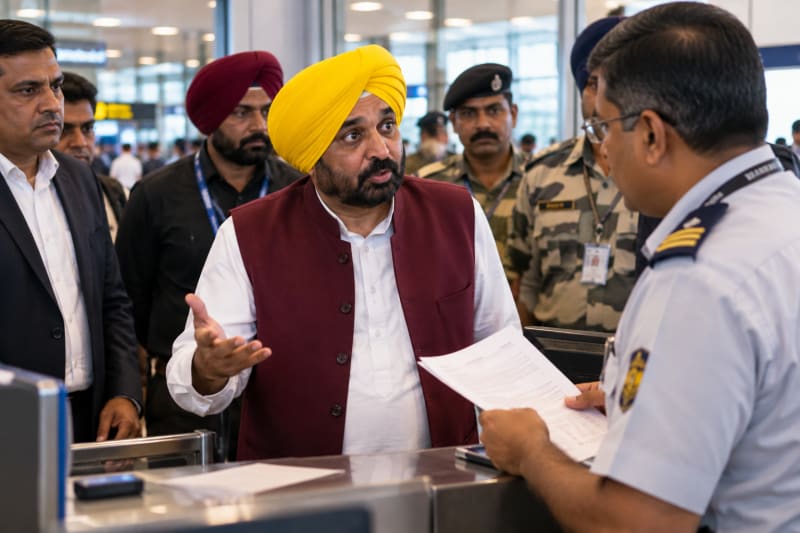 Punjab CM Bhagwant Mann 'detained for 3 hours' at Delhi airport, fined Rs 50k