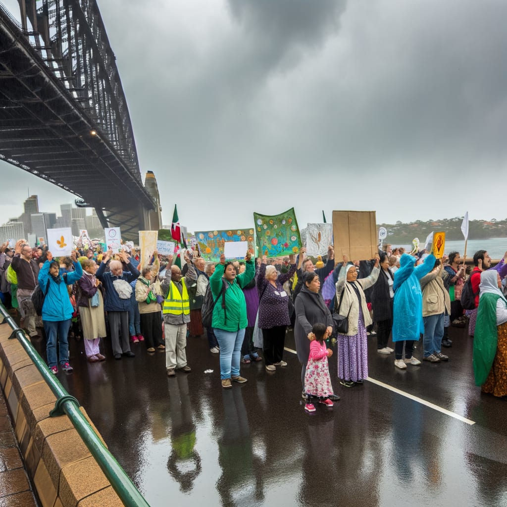 Unyielding Rain and Cold Can't Dampen Spirits at Sydney's March for Humanity