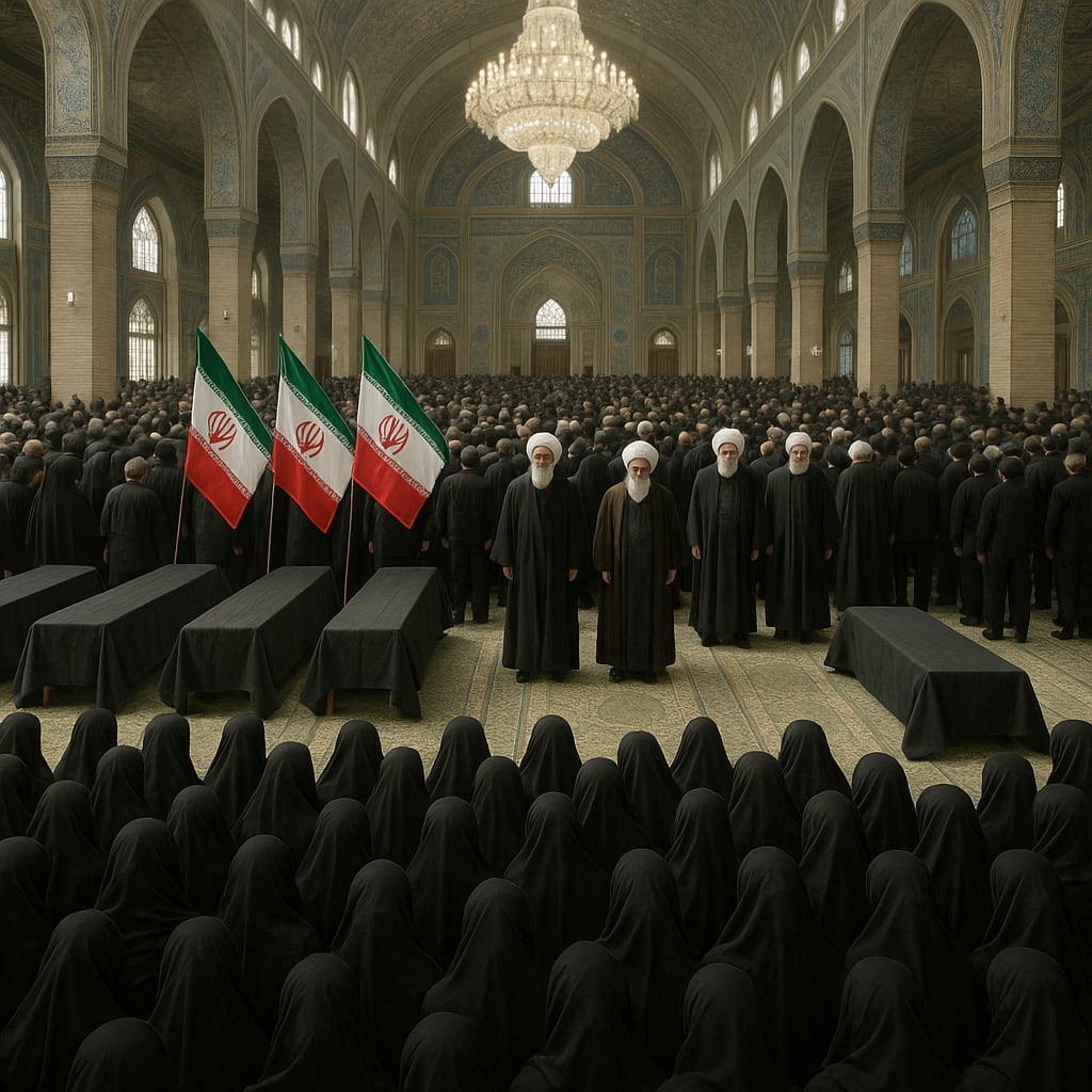 Power shown in crowds, but the new ruler stays unseen