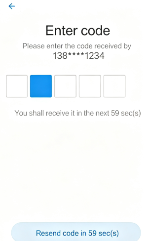 Alipay Enter Code screen