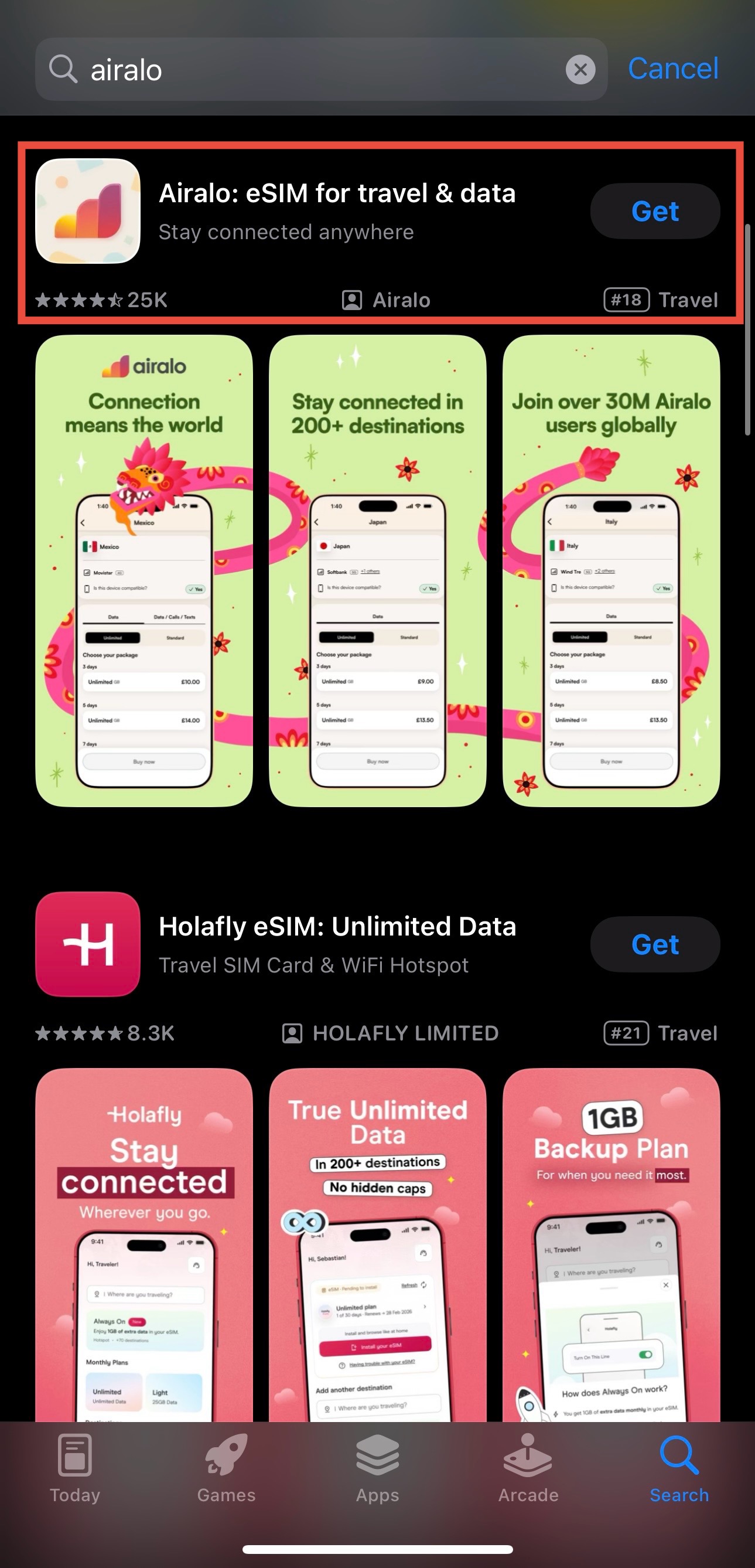 Airalo app — China eSIM purchase