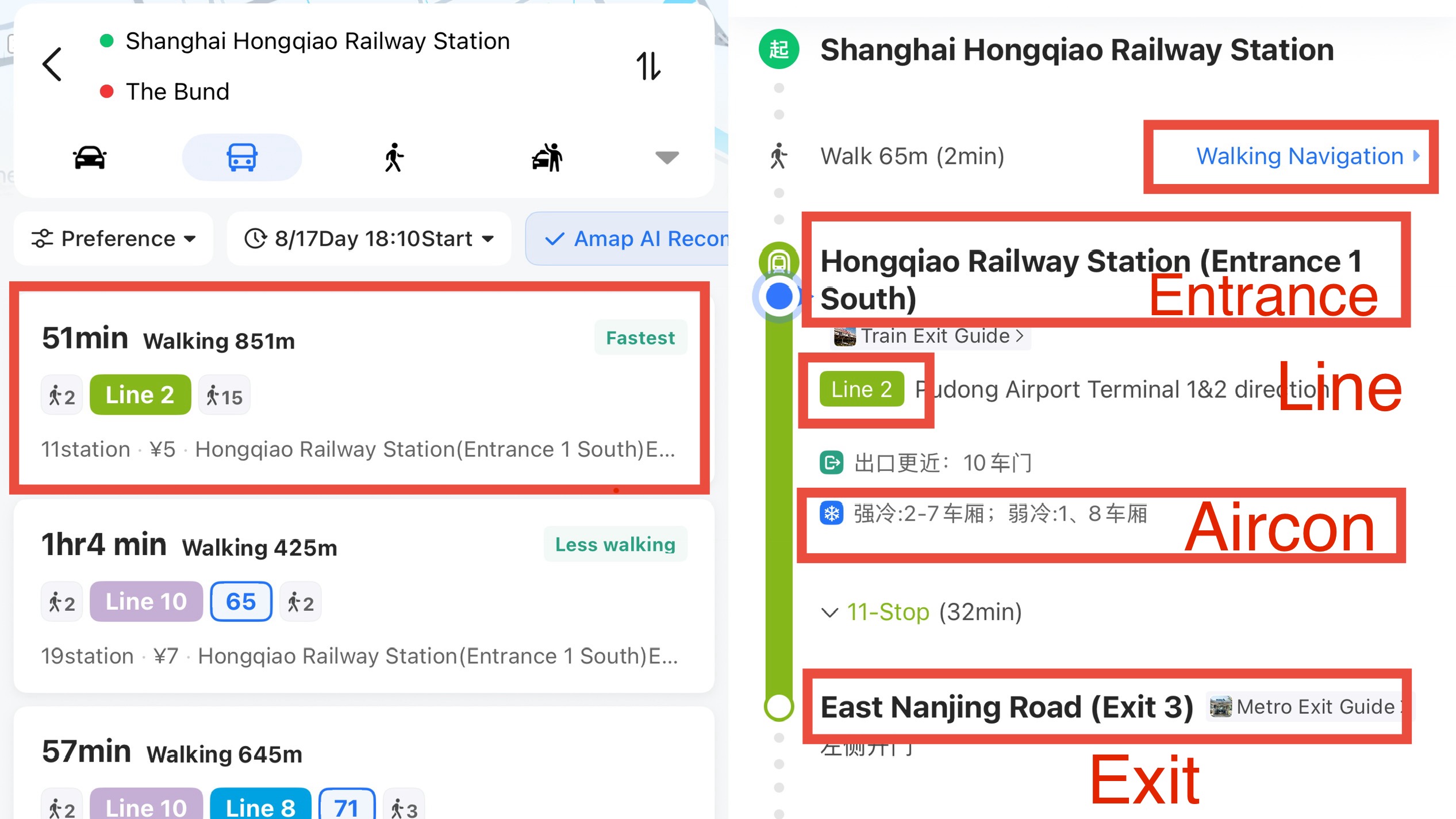 AMAP — public transport directions screen