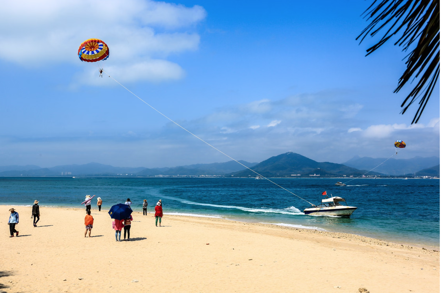 Sanya tropical beach and palms
