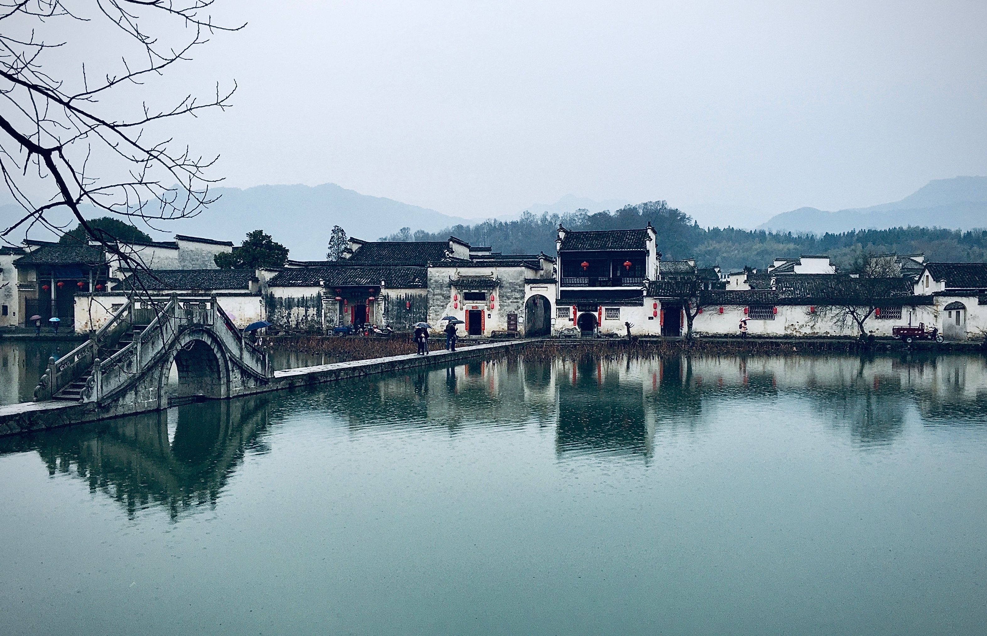 Hongcun village with water-mirror reflection