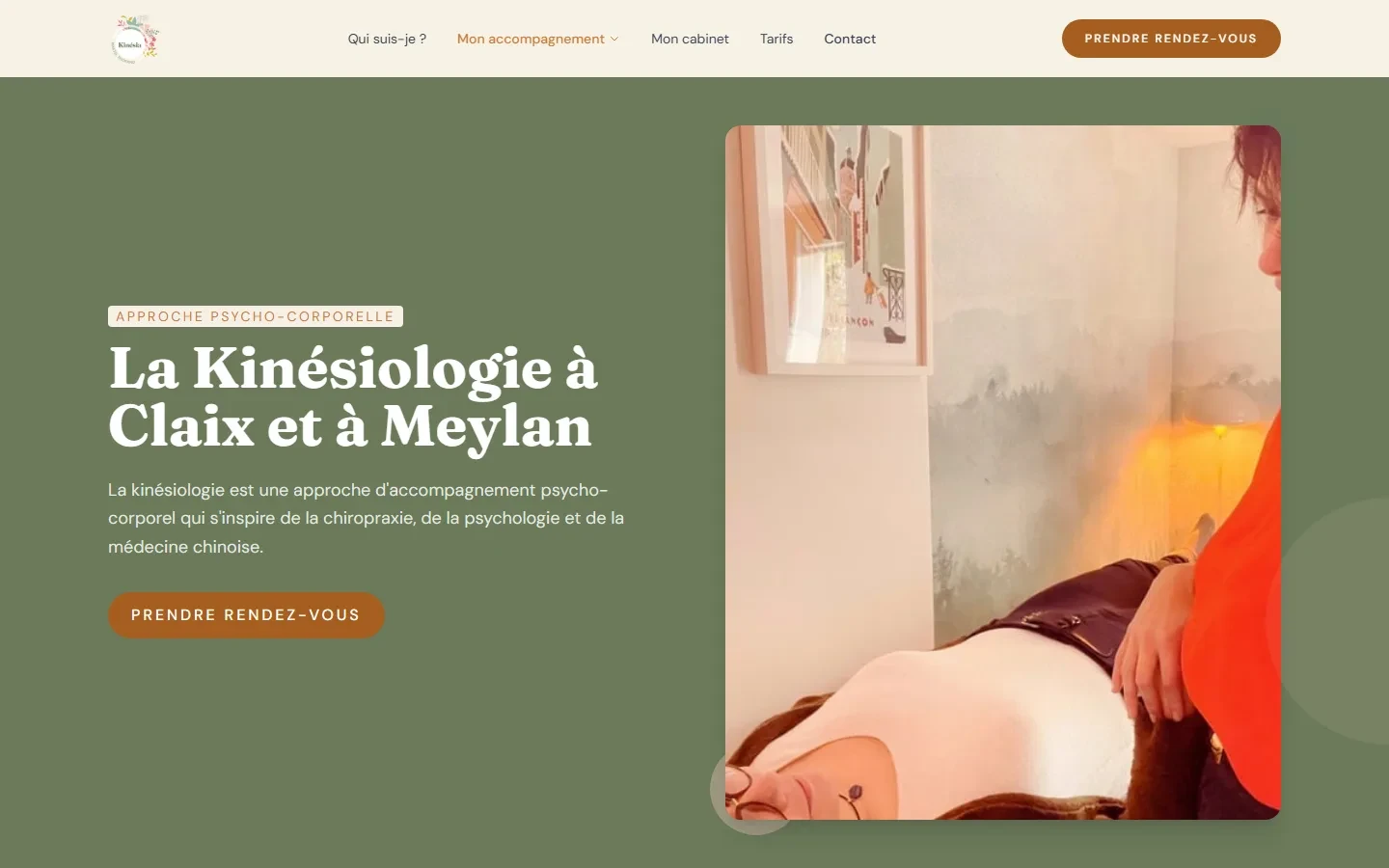 Nouvelle page Kinésiologie : mise en page épurée