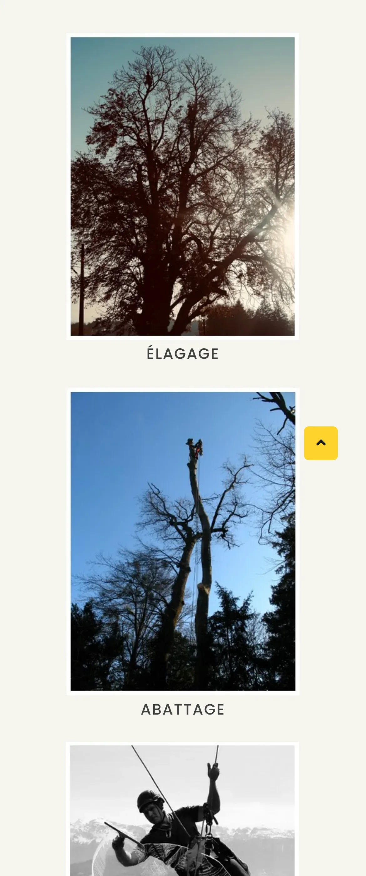 Ancien site sur mobile : trois photos de services posées les unes sous les autres