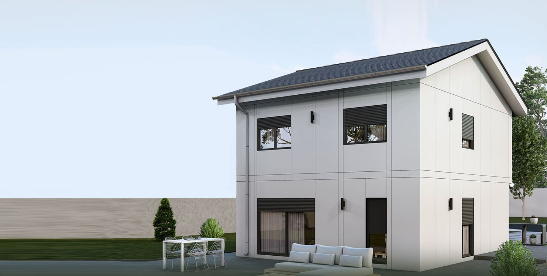 Maison préfabriquée ossature bois à toit 2 pentes thumbnail 2