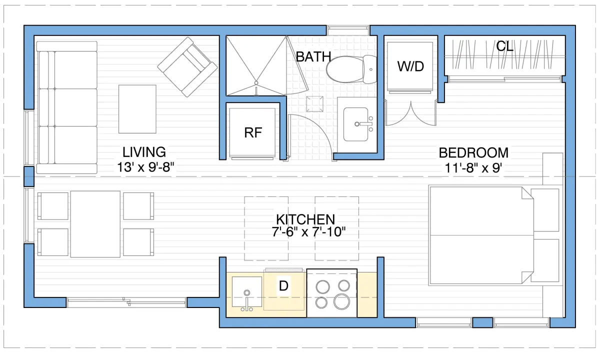 1 Bedroom | 410 SF