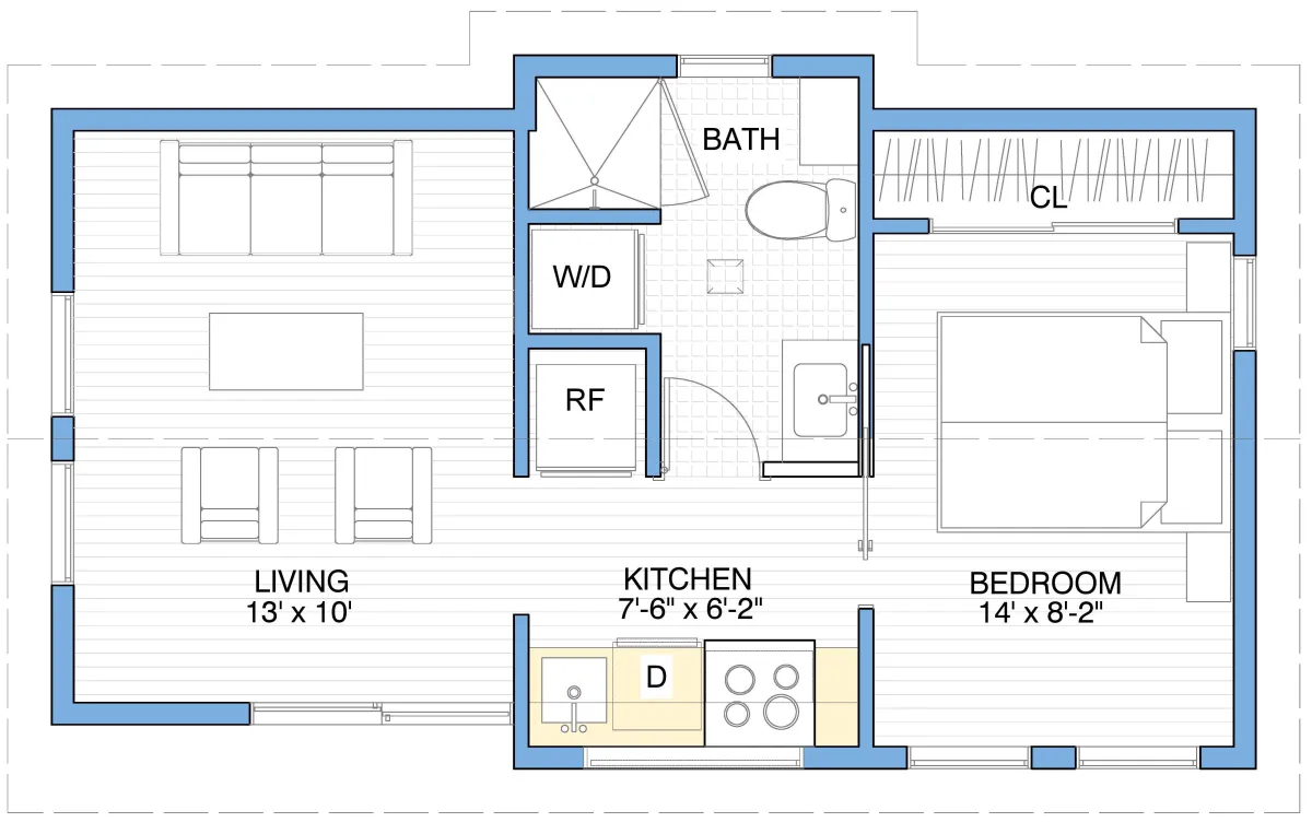 1 Bedroom | 410 SF thumbnail 3